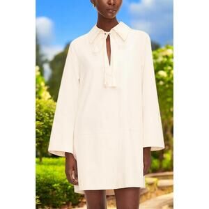 NWT Rebecca Taylor Women's Heavy Cotton Shirt Dress Latte MSRP $345